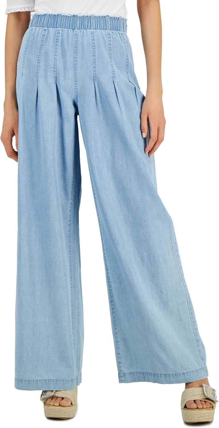 I.N.C. INTERNATIONAL CONCEPTS Womens High Rise Chambray Wide Leg Pants