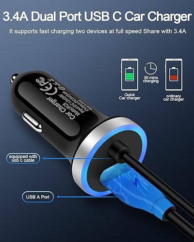 Miniatura 3 de Cargador de coche para Samsung Galaxy A53 A13 A12 A11 A02s A03s A73 A71 A50 A20 A10e S22 Ultra S21 S20 S10 S9 A51 adaptador de encendedor de