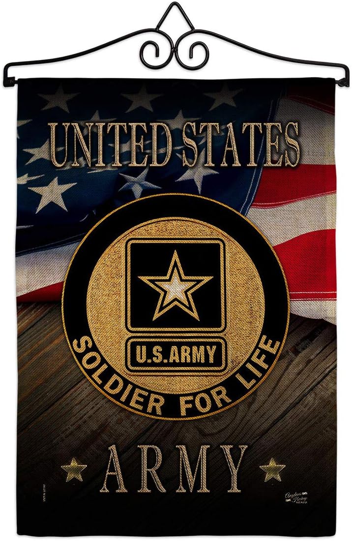 US Army Soldier for Life Burlap Garden Flag - Set Wall Hanger Armed Forces Rangers United State American Military Veteran Retire Official - House Banner Small Yard Gift Double-Sided 13 X 18.5