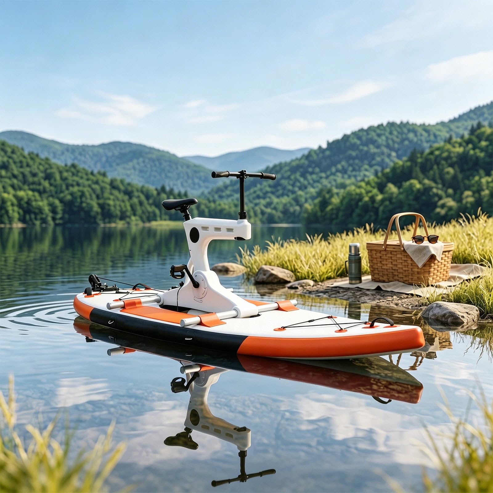 SICWEDIM Water Bikes For Lake Inflatable Water Bike | Pro Pedal Water Bike With 485lb Max Load Capacity Quick Setup | Water Bicycle For Family Outings Beach Trips Outdoor Water Sports (Orange)
