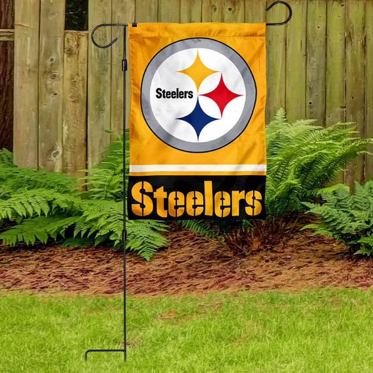 Steelers Gold Garden Flag and Stand Pole Holder Mount - Image 3