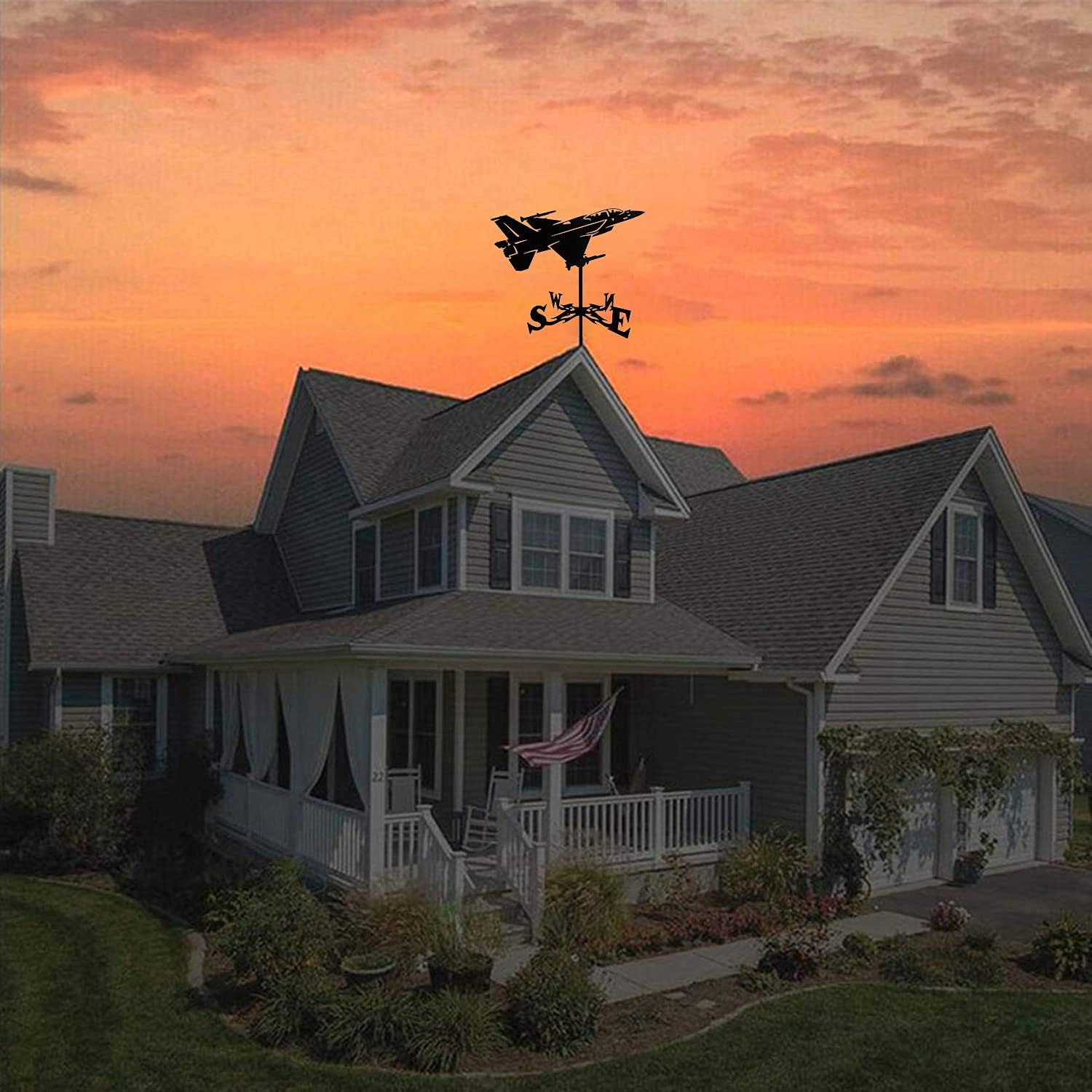 風見鶏 ステンレススチール 戦闘機風見鶏 レトロシーン ガーデンステーク 風見鶏 風向表示器 耐腐食性 耐久性