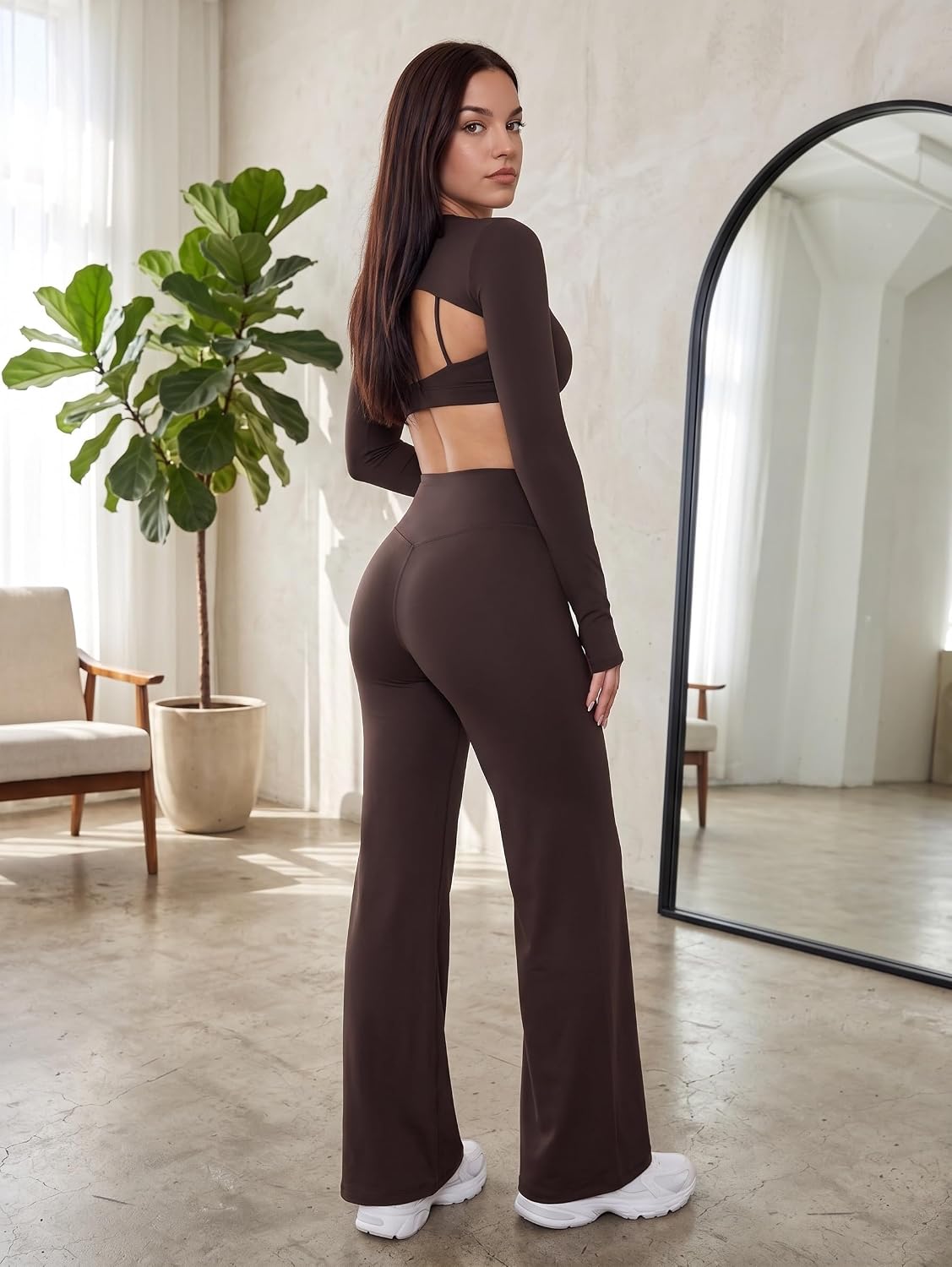 Workout Leggings Womens No Front Seam Straight Leggings, High Waist Womens Yoga Pants Lounge Buttery Soft Comfy Casual