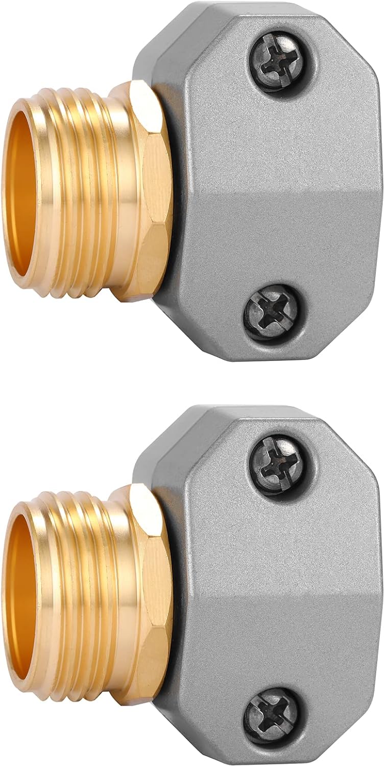 Zinc and Aluminum Male Coupling, Fits All 5/8-Inch and 3/4-Inch Garden Hose Repair Fitting, 2 Pack