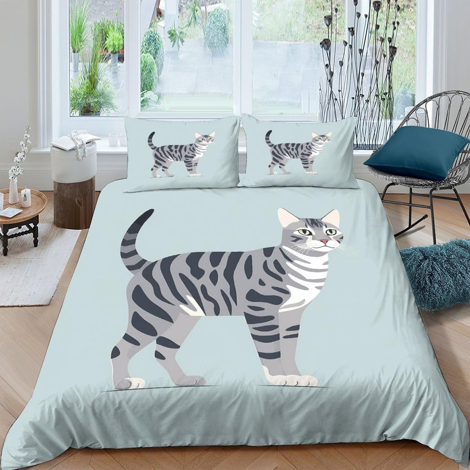 Housse de couette de qualité supérieure 220x240 parure lit chat élégante
