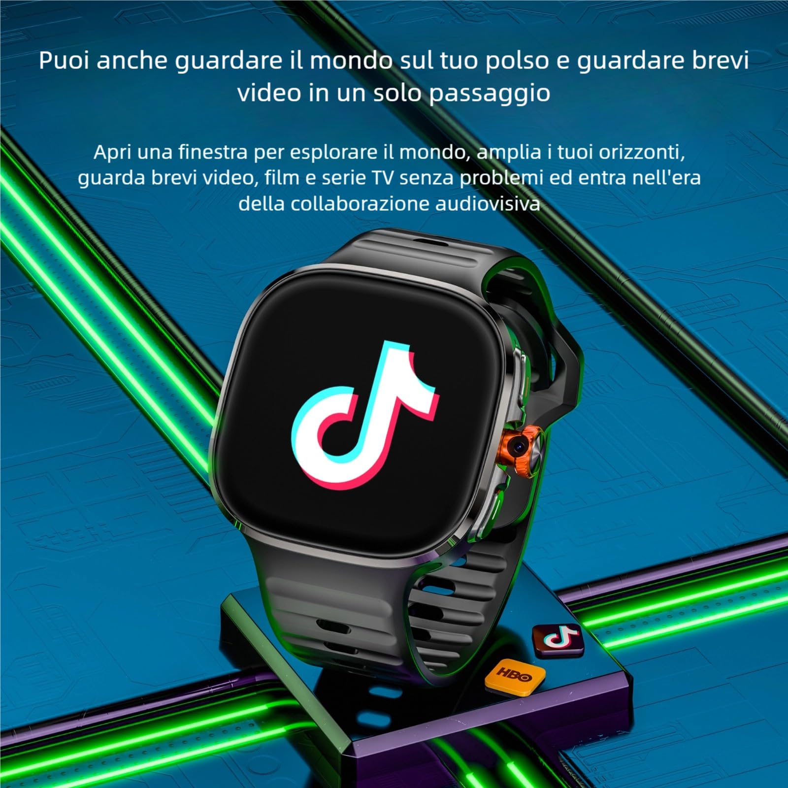 LOKMAT 4G Scheda SIM Smart Watch Android, Schermo AMOLED Grande 2.16'' 3GB+32GB Smartwatch per Uomini e Donne con Camera Rotante WiFi GPS, Orologio Tracker di Attività Fitness 1150mAh (Nero)