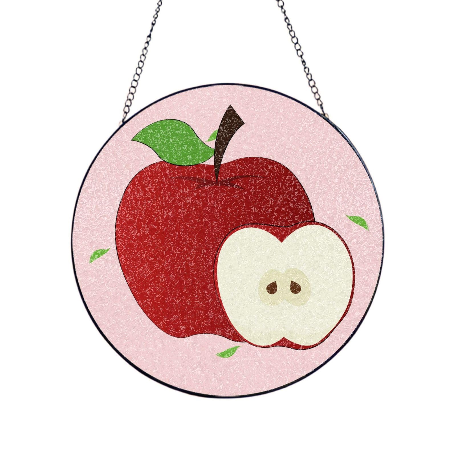 Phayah Cartoon Red Print Glass Window Hanging Round Suncatcher Glass Ornament Garden Wall Fence Decorations Indoor Outdoor 10in（25cm）