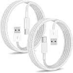 2Pack USB to USB C Fast Charging Cord for iPhone16/15,Type A to Type C 6ft Nylon Braided Carplay Cable for iPhone16/15 Pro/MacBook/iPad Air/Mini/Pro/Samsung