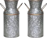 Vista 10 de Hosley Lata de Leche Galvanizada - Jarrón Rústico de 9.75" de Altura, Jarrón de Granja, Jarrón de Flores Vintage para Arreglos Florales, Bodas, Spa