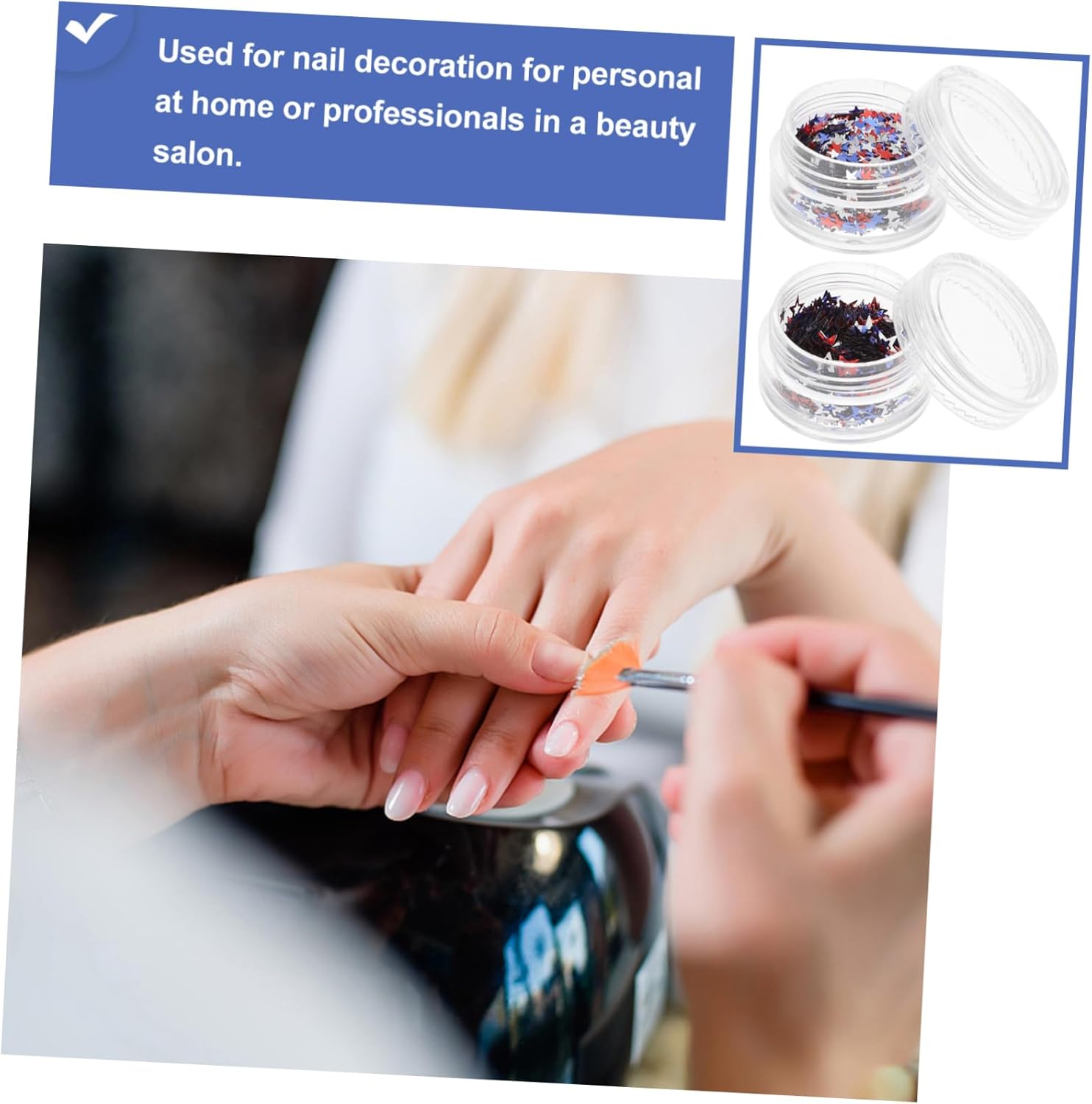 Gatuida 5sets Star Glitter Nail Decoration Independence Day Nail Art Sequins for DIY Designs for Festivals 6boxes*5