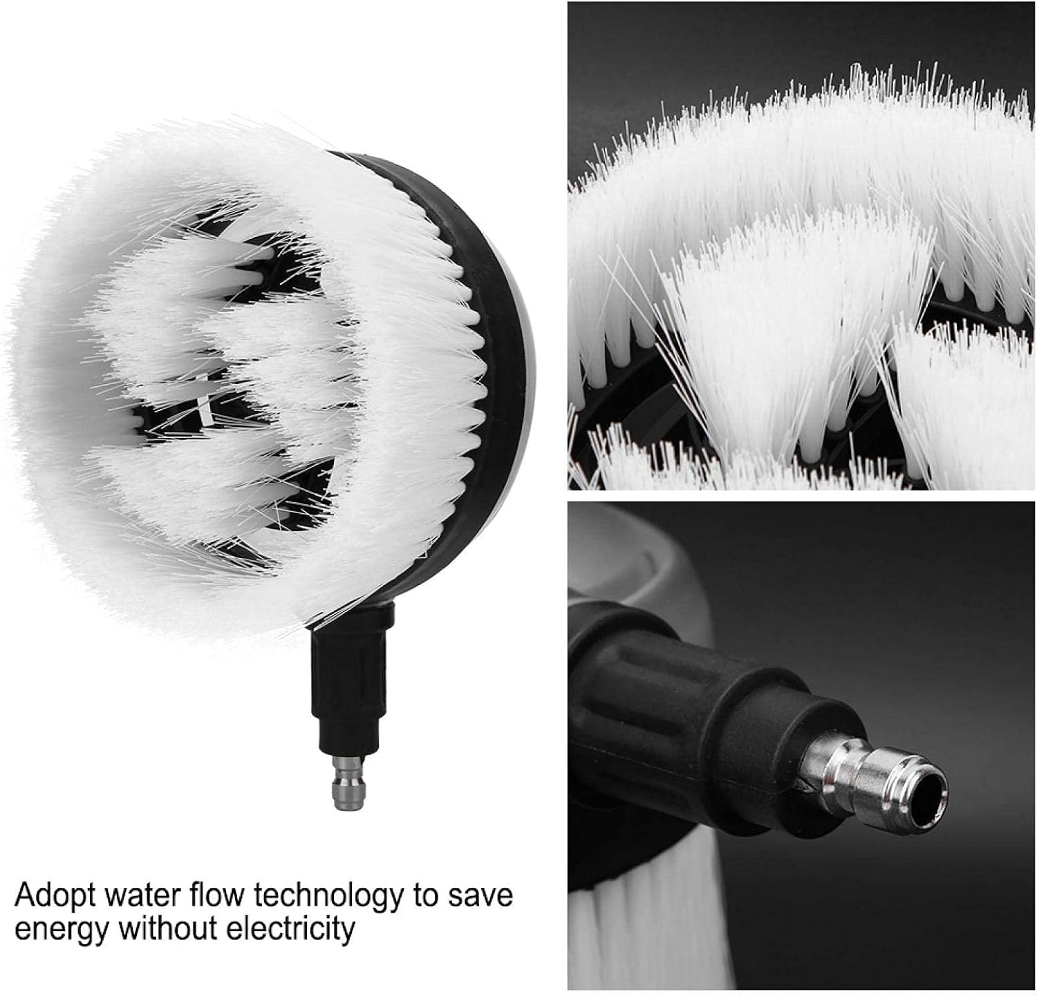 Rotary Wash Brush,360 Pressure Washer Brush,360 Degrees Fan Shaped Power Washer Attachments for High Pressure Water Gun 1/4 Quick Connector Car Pressure Washer Rotating Brush