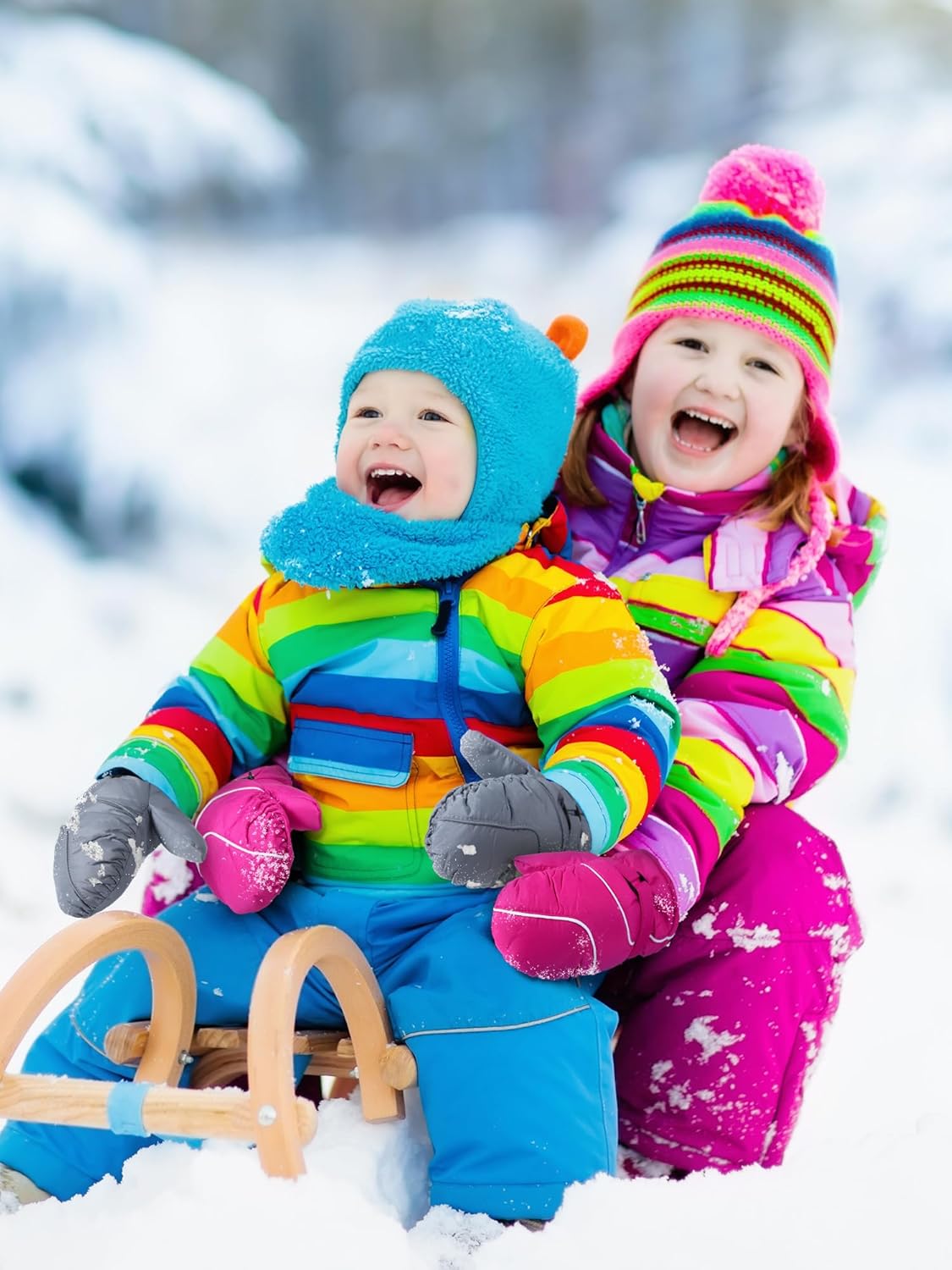 SATINIOR 6 Pair Winter Snow Mittens for Kids Waterproof Toddler Ski Gloves for Children Outdoor Activities - Image 2