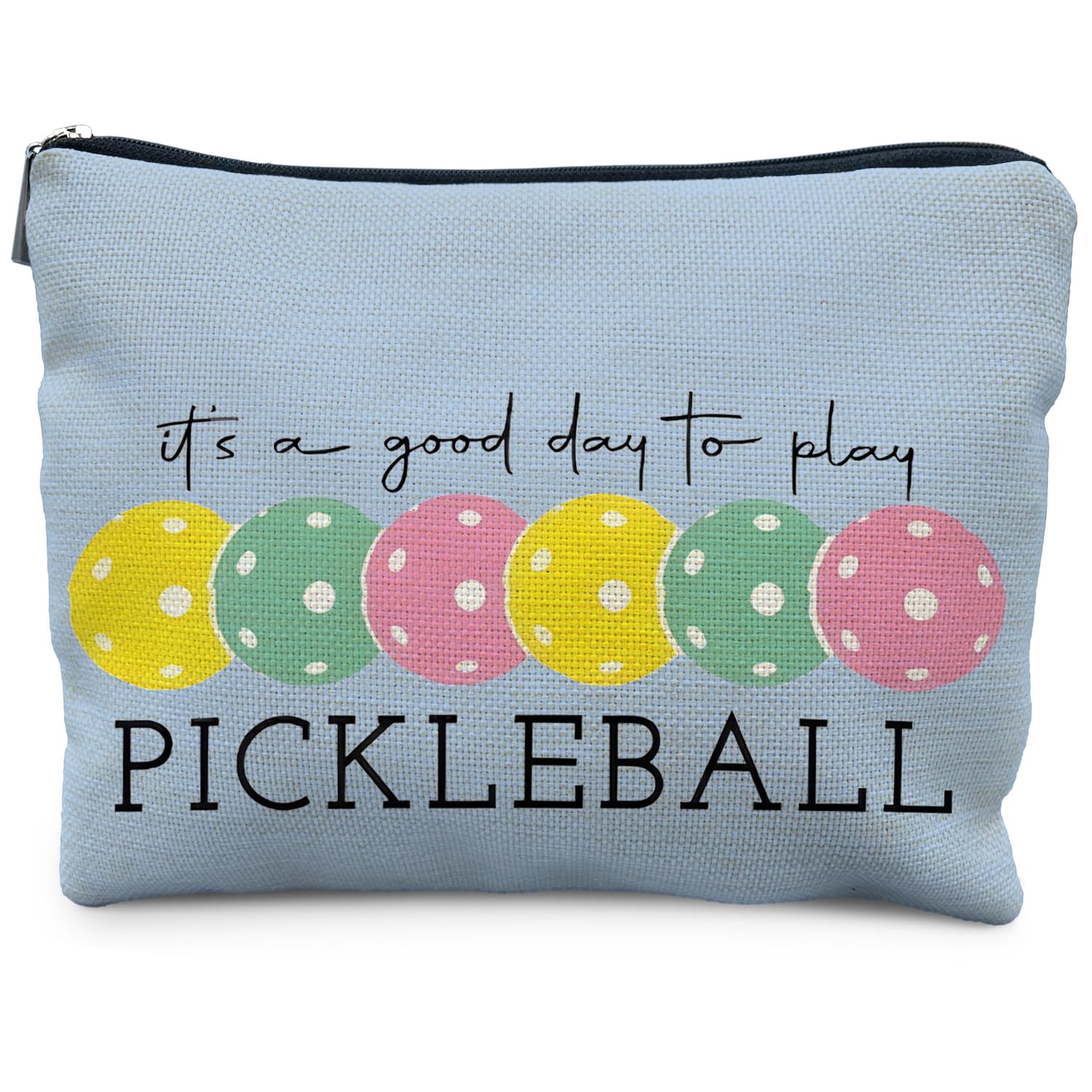 Photo 1 of RYYCDOI Pickleball Gifts for Women: Colorful Makeup Bag, It's a Good Day to Play Cosmetic Toiletry Bag, Gifts for Pickleball Lovers (Blue)