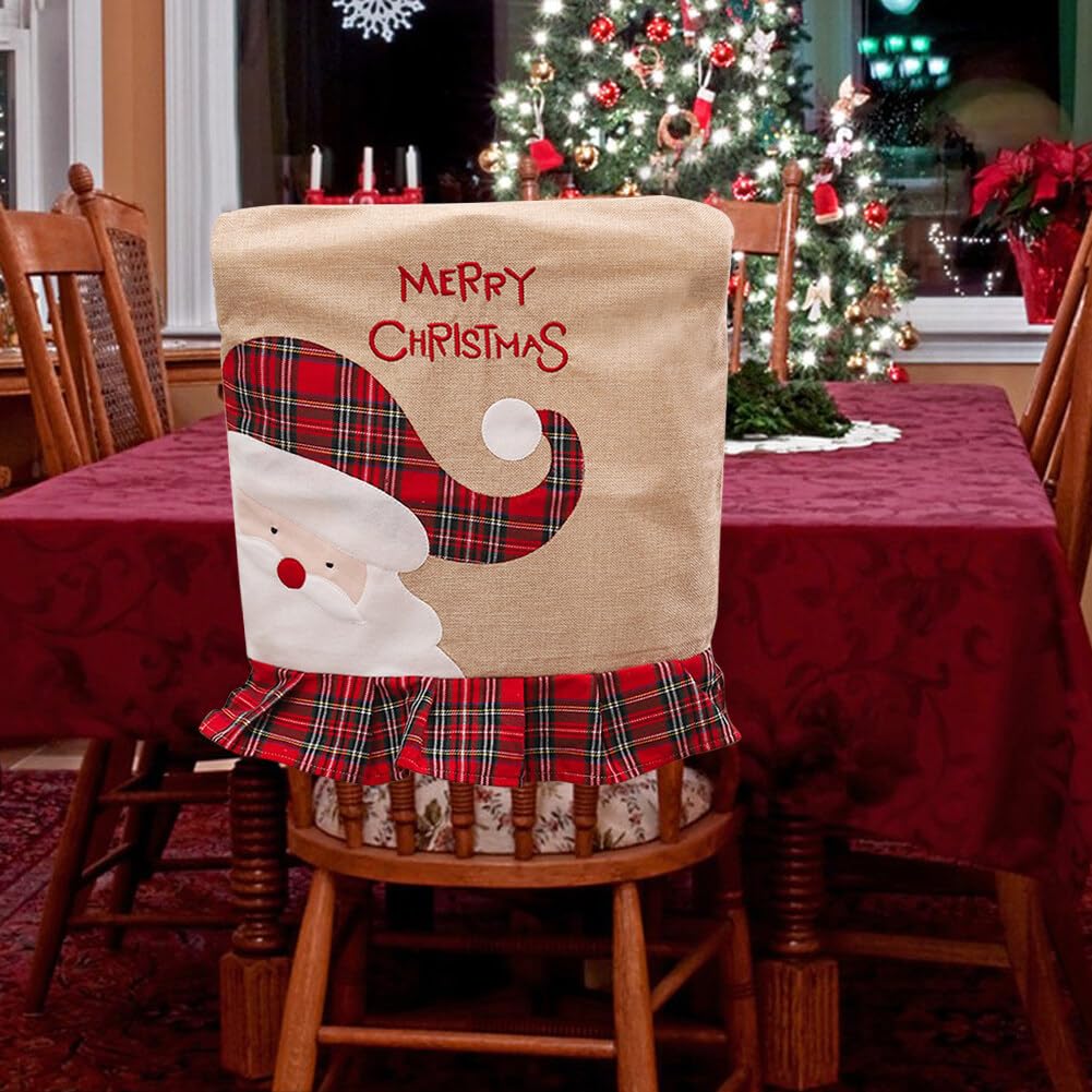 6x Weihnachts-Stuhlhussen Im Vintage-Aquarell-Look – Für Esszimmerstühle, Partydeko & Mehr