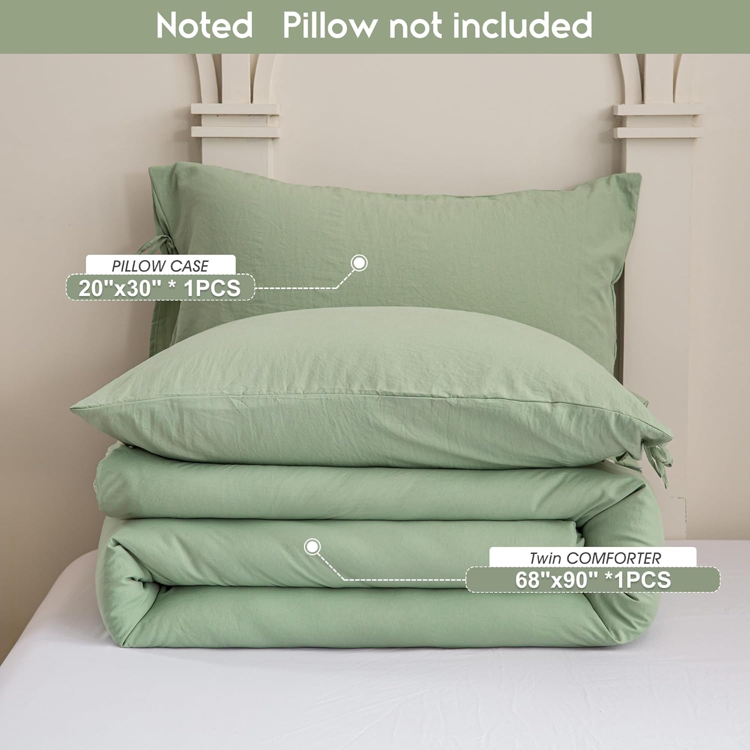 Softness Sage Green Twin/XL Comforter Set- Lightweight Super Soft Cozy Modern Polycotton Bedding Blanket Quilt Set for Kid Teen Boy Children Dorm All Season - 1 Down Comforter & 1 Pillowcase