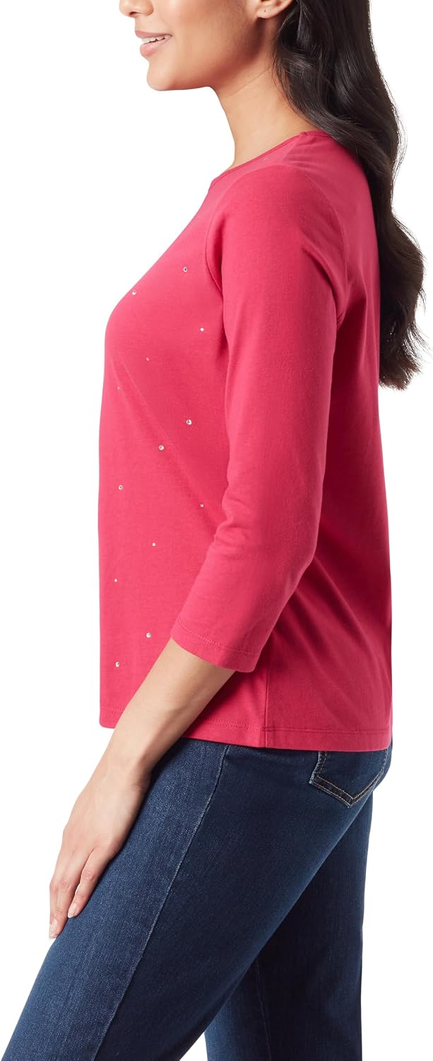 Gloria Vanderbilt Women's Amanda 3/4 Sleeve Soft Knit Top Standard