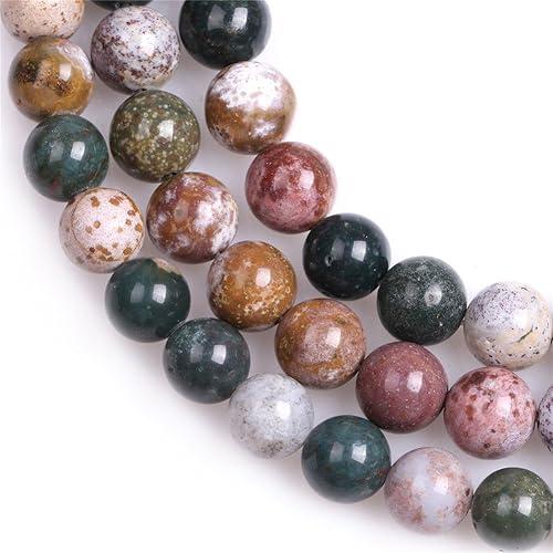 Miniatura 2 de Cuentas de jaspe oceánico para hacer joyas, piedras preciosas naturales semipreciosas de 0.315 in, redondas, 15 pulgadas JOE FOREMAN