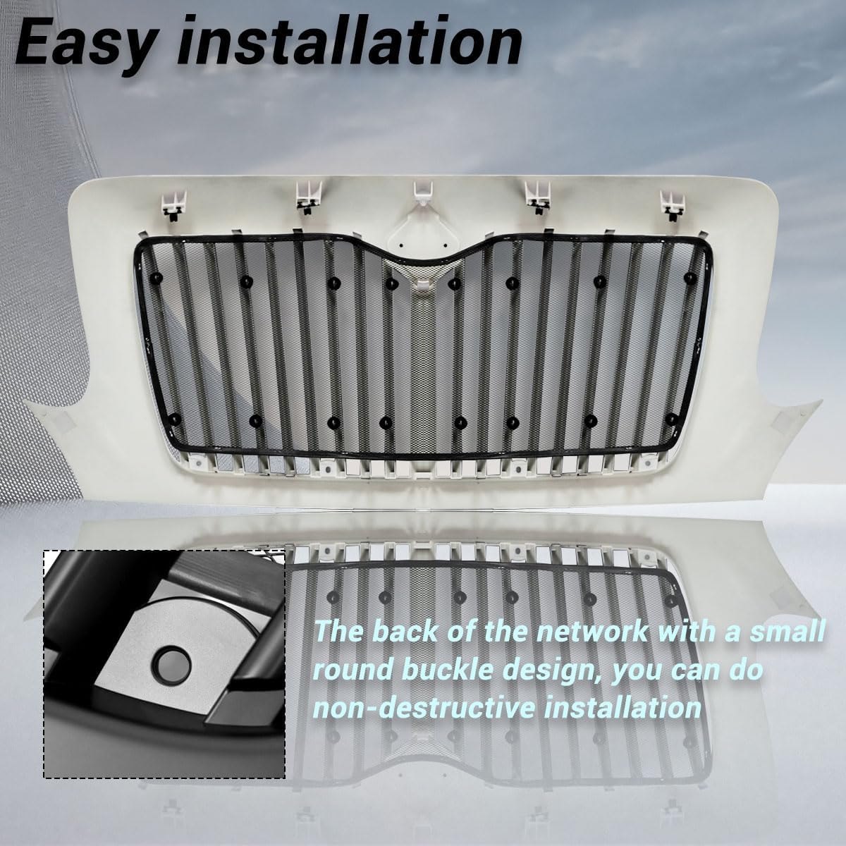All Black Front Radiator Grille Fits 2002-2019 International Durastar 4300