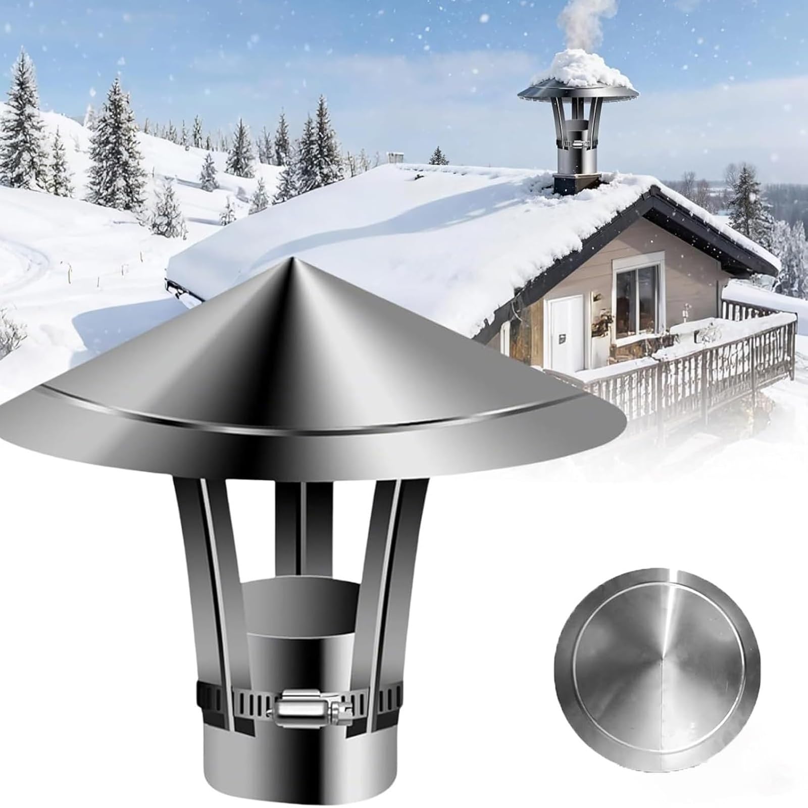 AYUWQZX Cone Chimney Cap Adjustable 2-12in 201 Stainless Steel Weatherproof(190mm/7.5in)