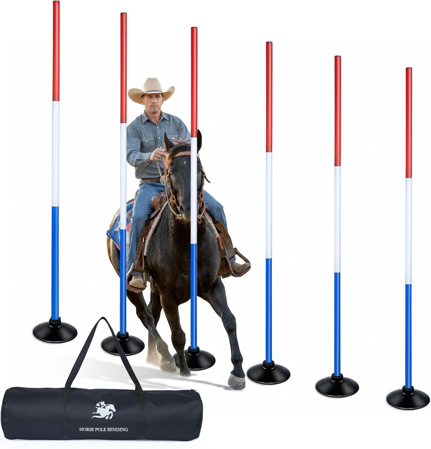 6 Pcs 6FT Pole Bending Poles for Horses, Adjustable Equestrian Sports Training Equipment for Horses, Agility Poles for Horses, Soccer, Football, Dog