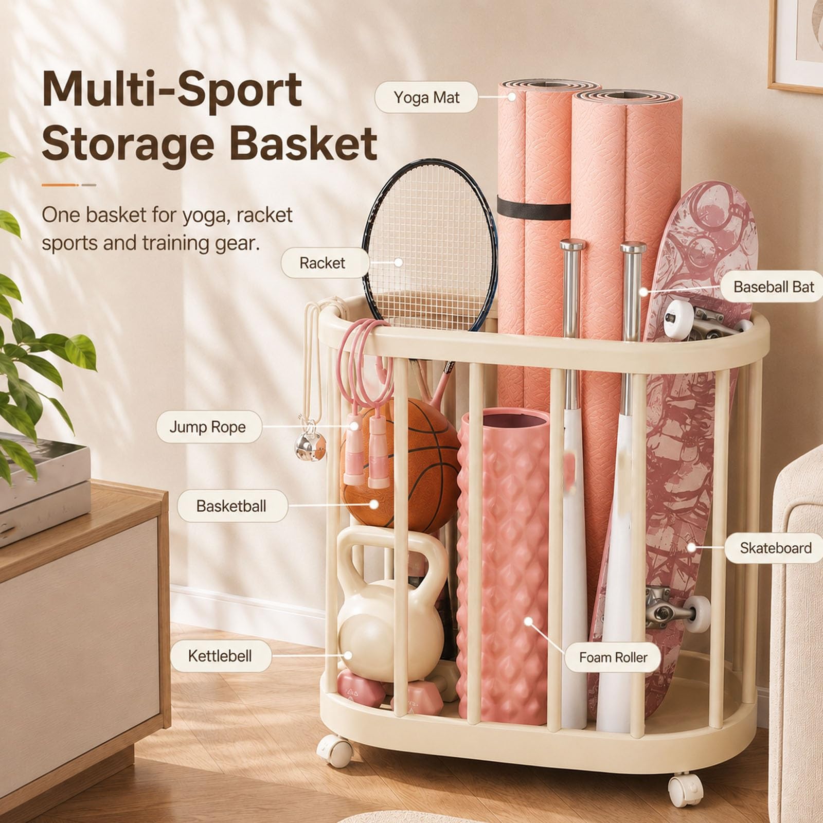 Cesta de Almacenamiento para Esterilla de Yoga, Soporte para Esterilla Yoga