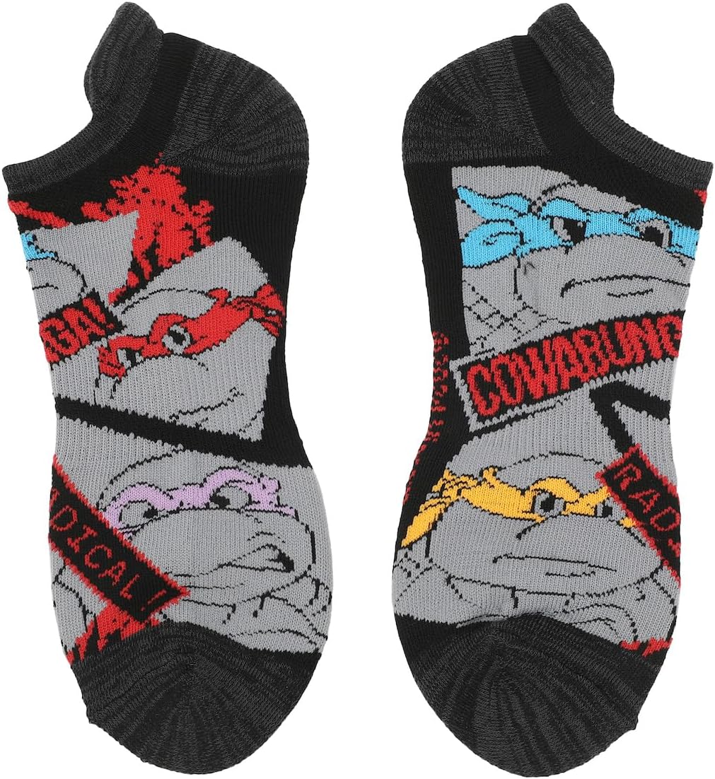 Bioworld Teenage Mutant Ninja Turtles Character Art Men's 5-Pair Ankle Socks