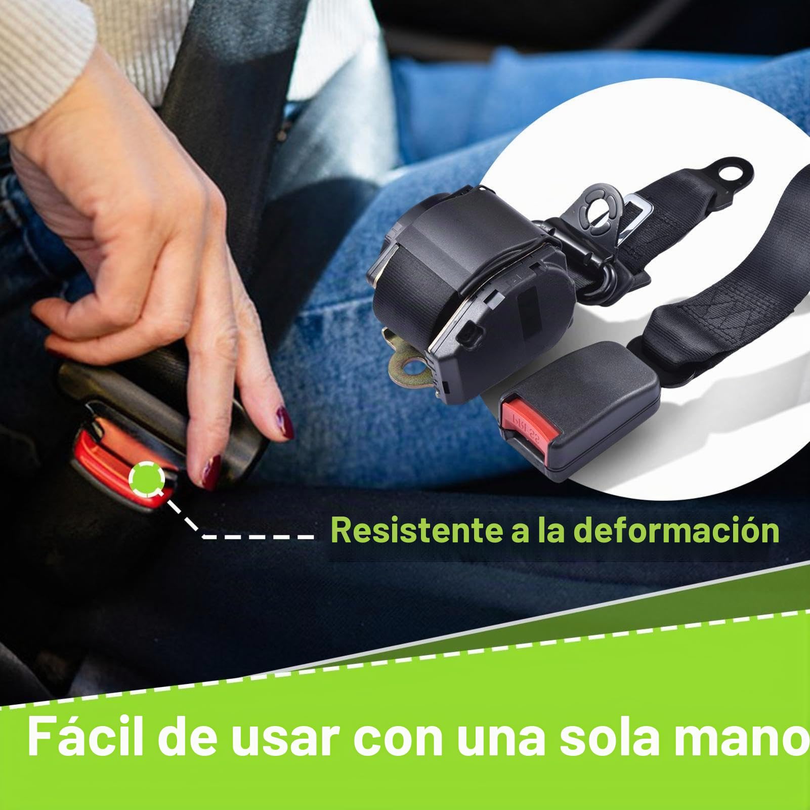 Paquete de 2 cinturones de seguridad retráctiles automáticos de tress puntos de 3 m x 48 mm, para sedanes, camionetas, autocaravanas, vehículos y remolques, asientos delanteros y traseros