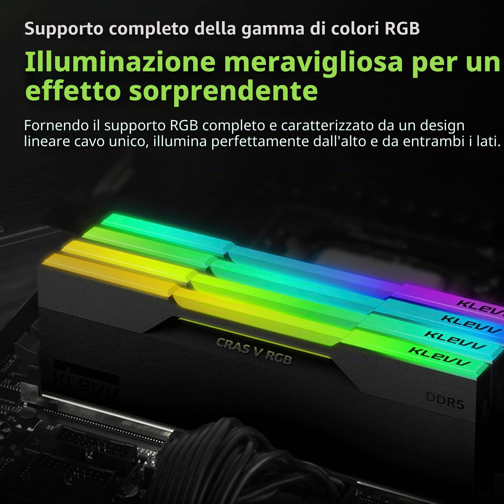 Klevv CRAS V 32GB [2x16GB] DDR5 Gaming RAM 6000MHz CL30 Memory Module Kit memoria 288-pin DIMM (32GB [16GBx2] KLEVV CRAS V RGB 6000Mhz CL30 DDR5 Kit, Black)