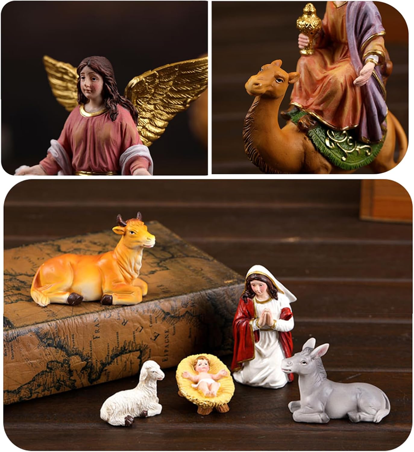 Christmas Nativity Figurines Resin Stable Scene Holy Family Collectable Decors Table Figure Ornament Figurines