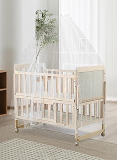 سرير هزاز متعدد الوظائف للاطفال، سرير خشبي صلب للأطفال الصغار، سرير خشبي مع سطح مزدوج، أسرة أطفال متارجحة - (لون خشبي)