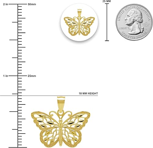 Miniatura 9 de Gold Butterfly Charm - 10 Karat Solid Gold - Butterly Pendant Jewelry (Style 1)