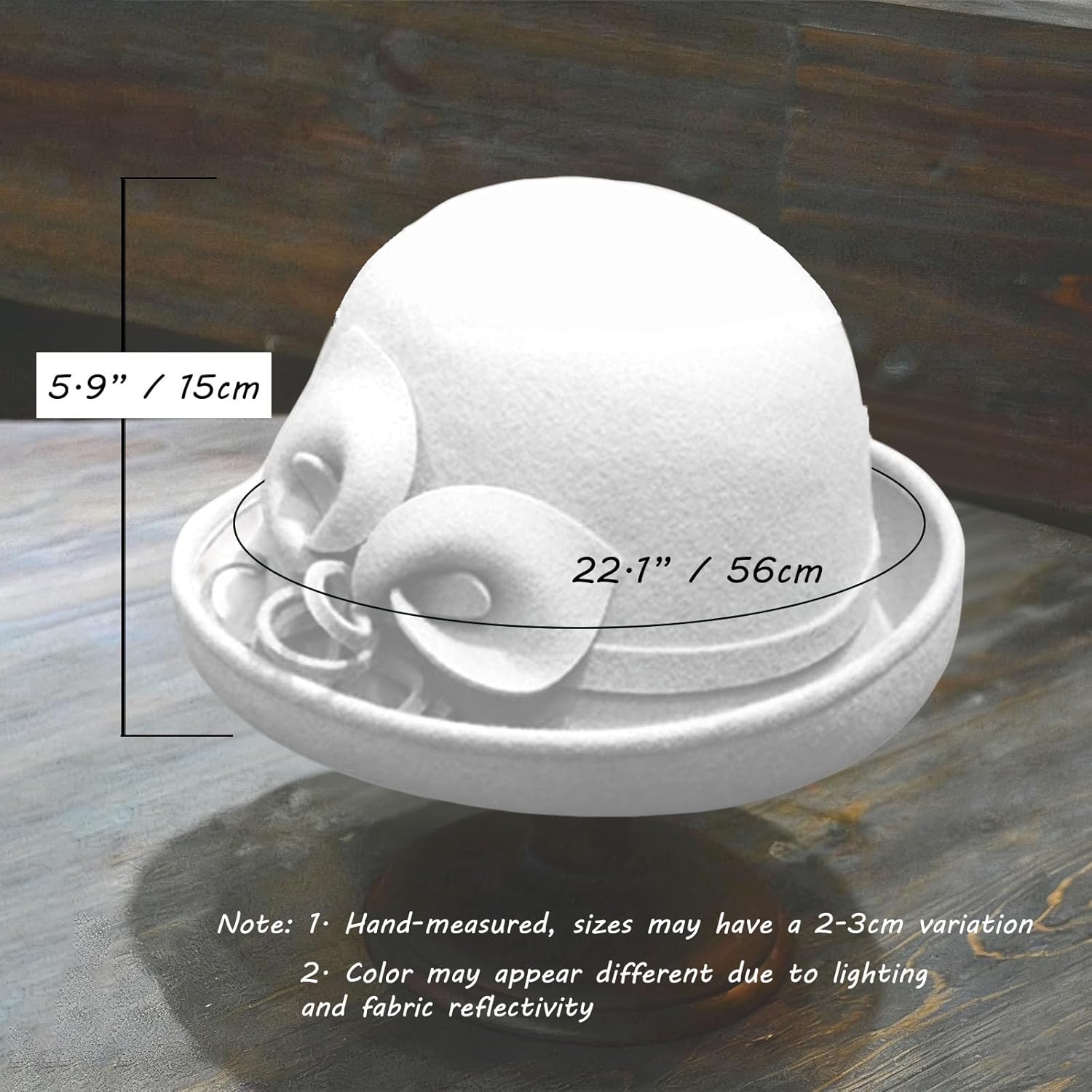 Women's Vintage 100% Wool Felt Cloche Bucket Bowler Hat Winter Vintage Bow Fedoras Church Derby Fascinator Hat - Image 4