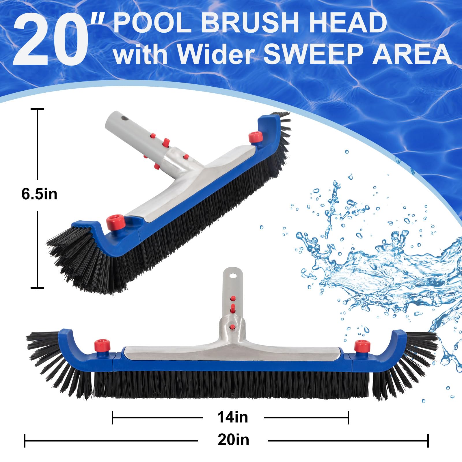 POOLAZA Deluxe-Schwimmbad-Reinigungsset mit 50,8 cm großem Poolbürstenkopf und robusten Poolnetzen zur Reinigung (44,9 cm Poolkescher und halbtiefes ultrafeines Netz-Pool-Skimmer-Netz mit