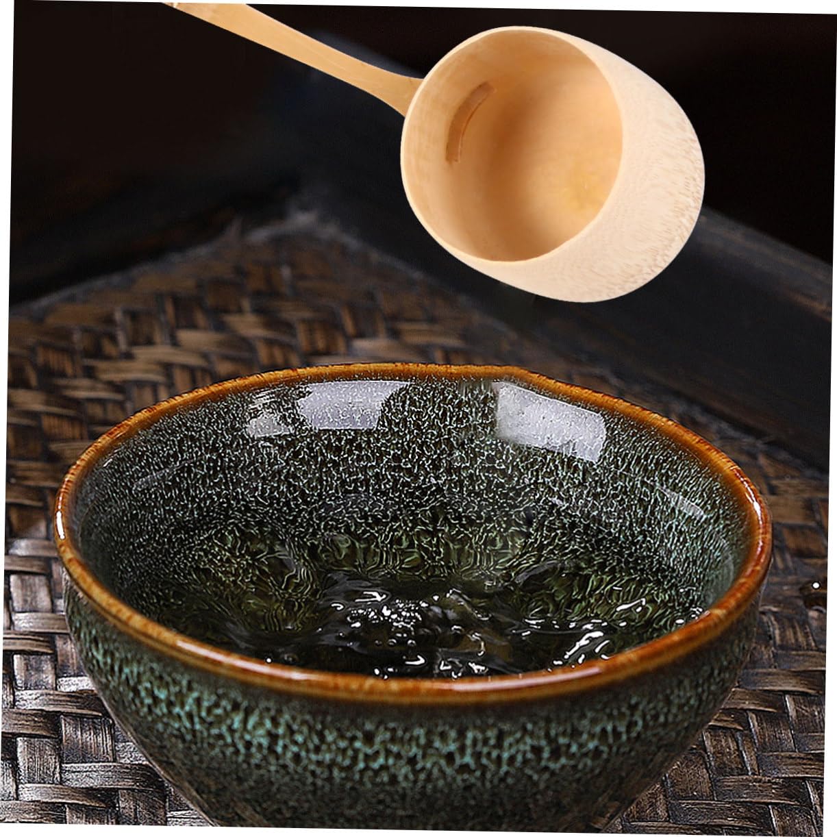 VINTORKY Japanese Style Bamboo Spoon Long Handle Serving Spoon for Tea and Water