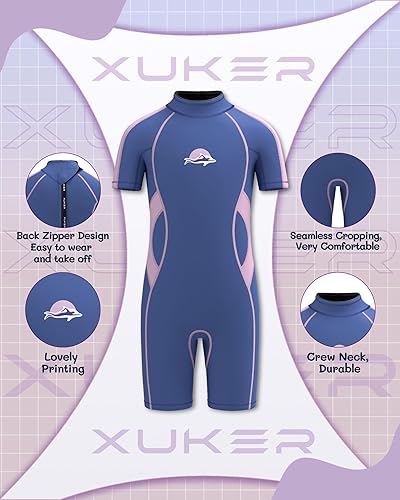 Miniatura 2 de XUKER Kids Wetsuit for Boys Girls Youth 3mm Neoprene Back Zip Shorty Wet Suit Thermal Wetsuits for Teens Scuba Dive Swimming