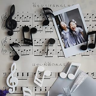 6Pcs Musical Note Refrigerator Magnets Set, Creative Music Symbol Fridge Magnets for Home, Office, and Classroom Decoration, Black and White Magnetic Notes