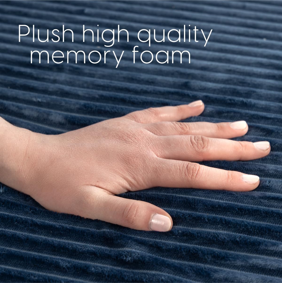 Milliard Tri Folding Sofa Mattress, 2024 Edition, Memory Foam Foldable Mattress with Ultra Soft & Washable Ribbed Fur Cover, Twin Size (Navy)