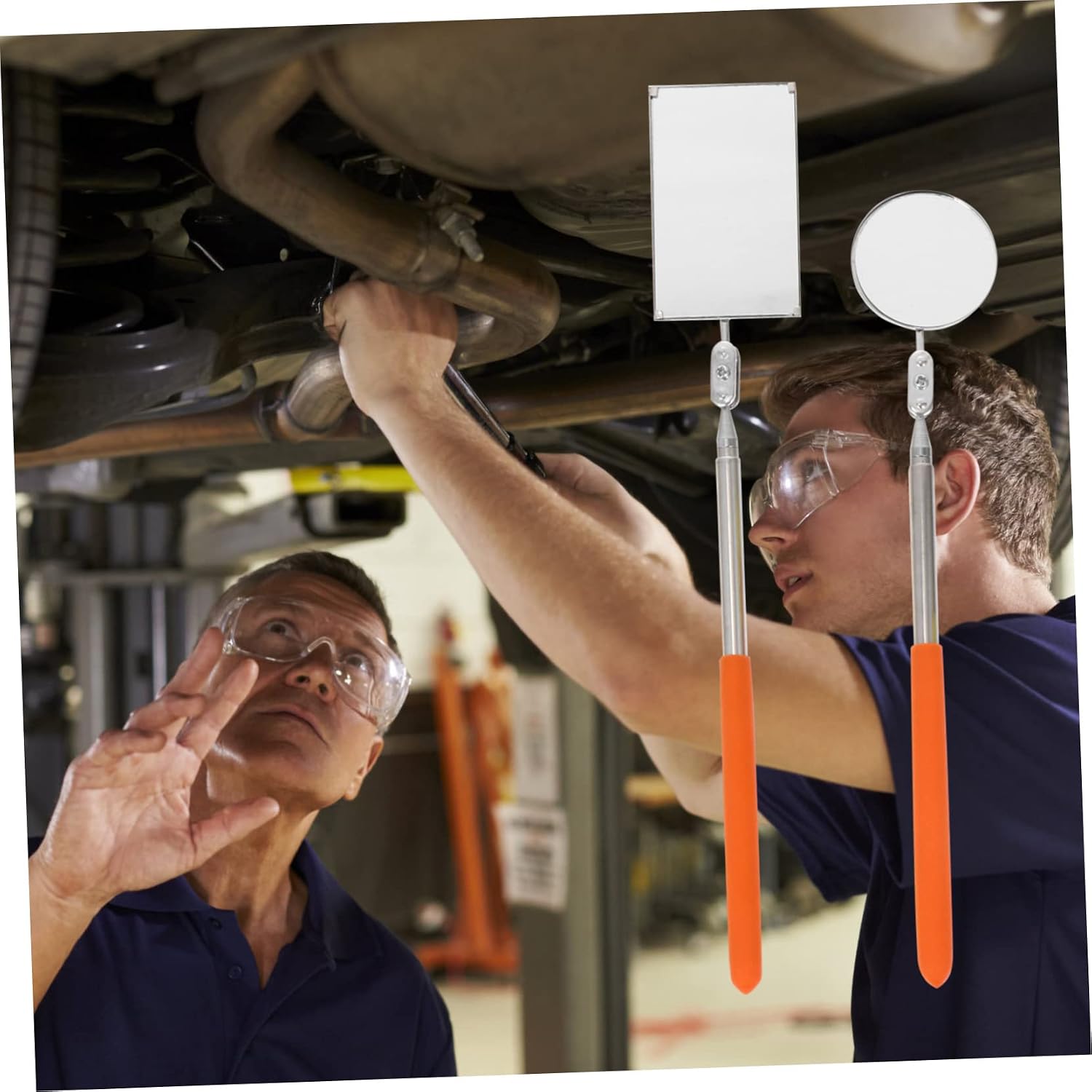 2pcs Telescoping Inspection Mirror Flexible Auto Mirrors for Mechanics Swivel Design for Hard Reach Areas Inspection Tools