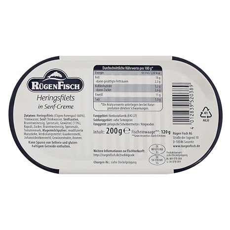 3er Pack Rügen Fisch Heringsfilets in Senf-Creme (3 x 200 g)