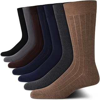 Van Heusen Men's 7-Pack Dress Crew Socks - Soft Stretch Moisture Wicking for Business Casual Formal Wear