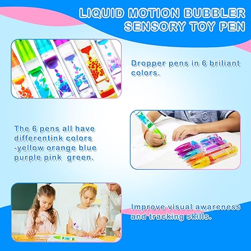 Miniatura 3 de YANZHE Liquid Motion Bubbler - Bolígrafo de juguete sensorial, bolígrafos coloridos con temporizador líquido, ideal para aliviar el estrés y la