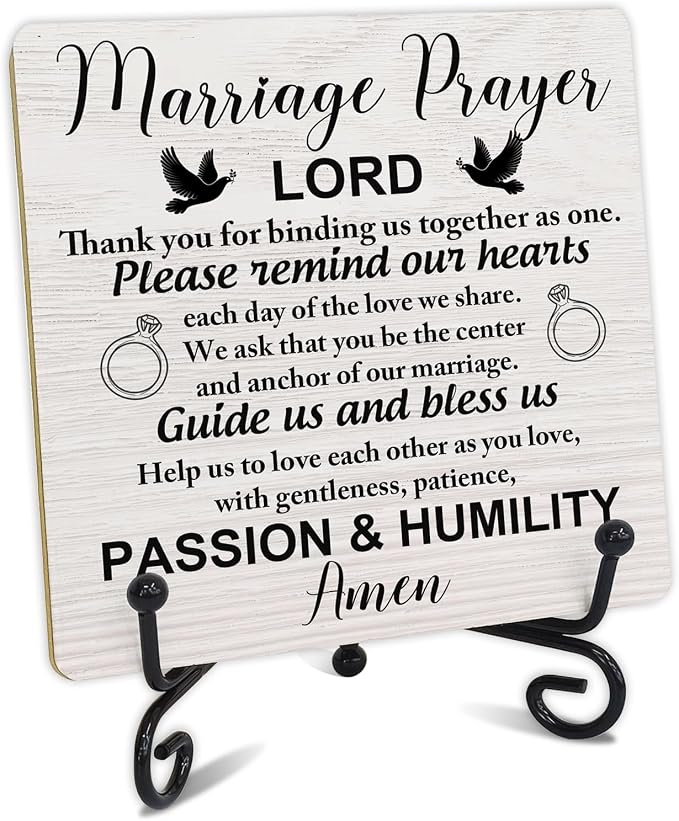 Christian Gifts for Women Men, Religious Wedding Gift, Wedding Gifts For Couples Newlyweds, Marriage Blessing Gifts, Engagement Gifts for Couples, Christian Wooden Plaque Sign With Stand