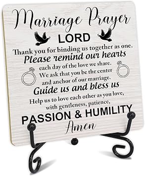 Christian Gifts for Women Men, Religious Wedding Gift, Wedding Gifts For Couples Newlyweds, Marriage Blessing Gifts, Engagement Gifts for Couples, Christian Wooden Plaque Sign With Stand