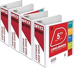 3 Ring Binder, Slant D-Rings, Clear View, Pockets (6 Inch, white)