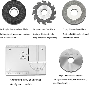 Precision Mini Electric Table Saw, DIY Hobby Handmade Woodworking Bench Cutting Machine Adjustable Cut Depth Small Desktop Saw for Miniature Wood Craft (Style-2)