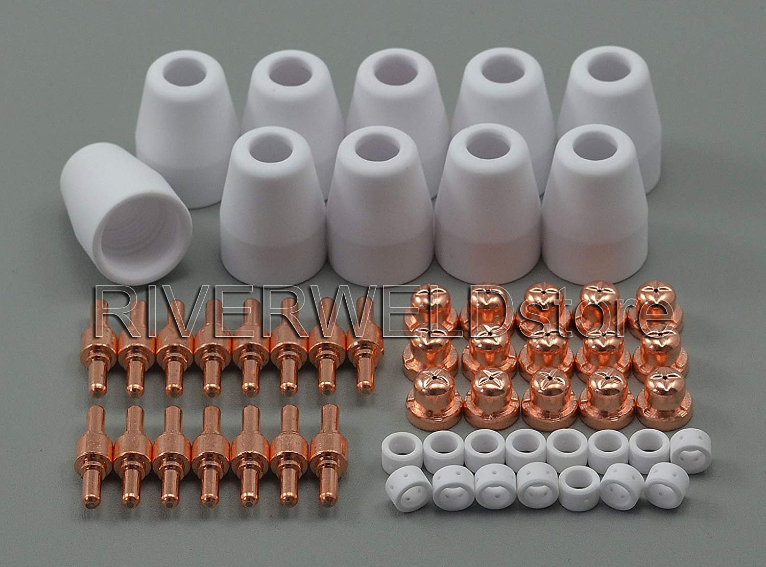 RIVERWELD Plasma Electrode Tip Nozzle Shroud Shield Cap Kit Fit PT-31XL Plasma Cutter Torch 55pcs