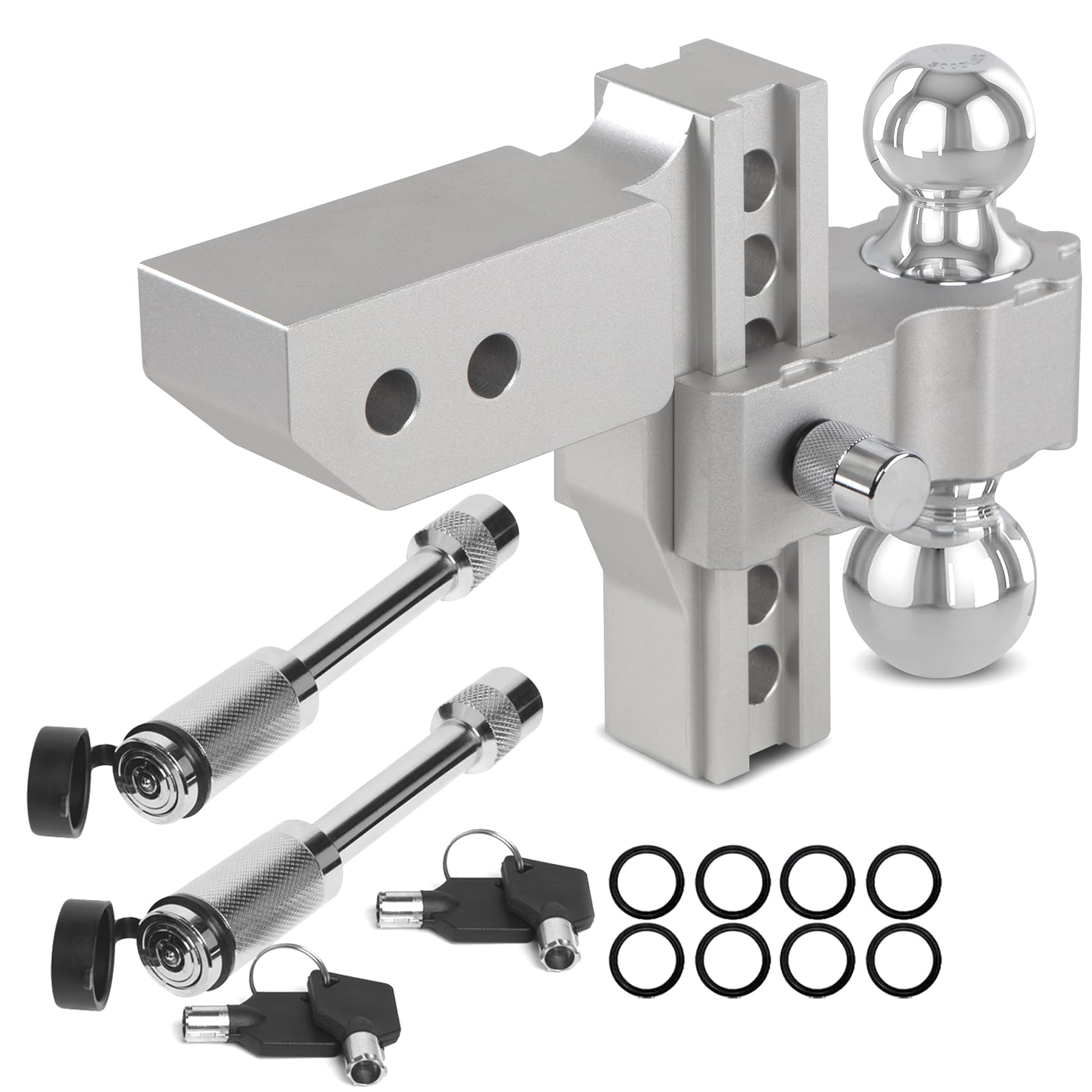 IMALEN Adjustable Trailer Hitch, 6 Inch Drop/Rise Hitch Ball Mount fit 2.5 Inch Receiver, 12500 LBS GTW, Heavy Duty Aluminum Alloy 2" and 2-5/16" Ball Mount