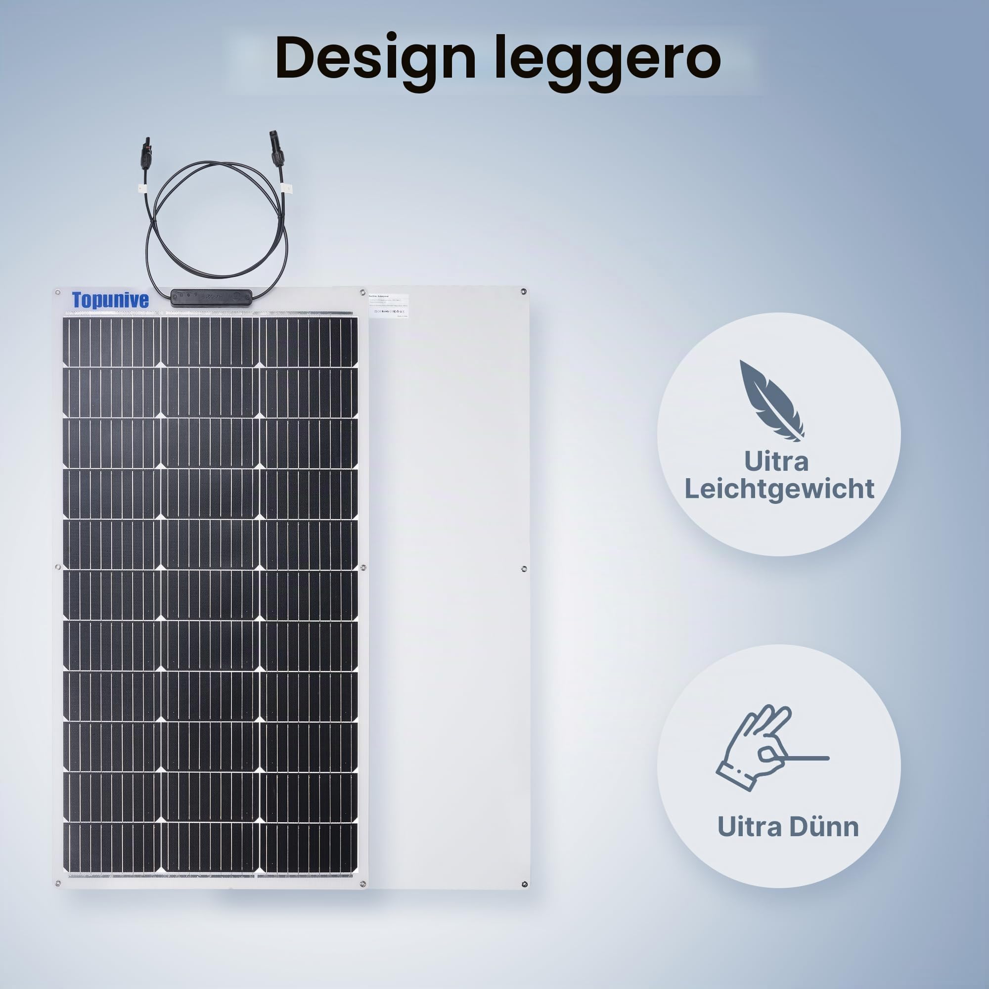 Set di 2 pannelli solari flessibili monocristallini 100 W 12 V per batterie roulotte, camper, barca, yacht, marino