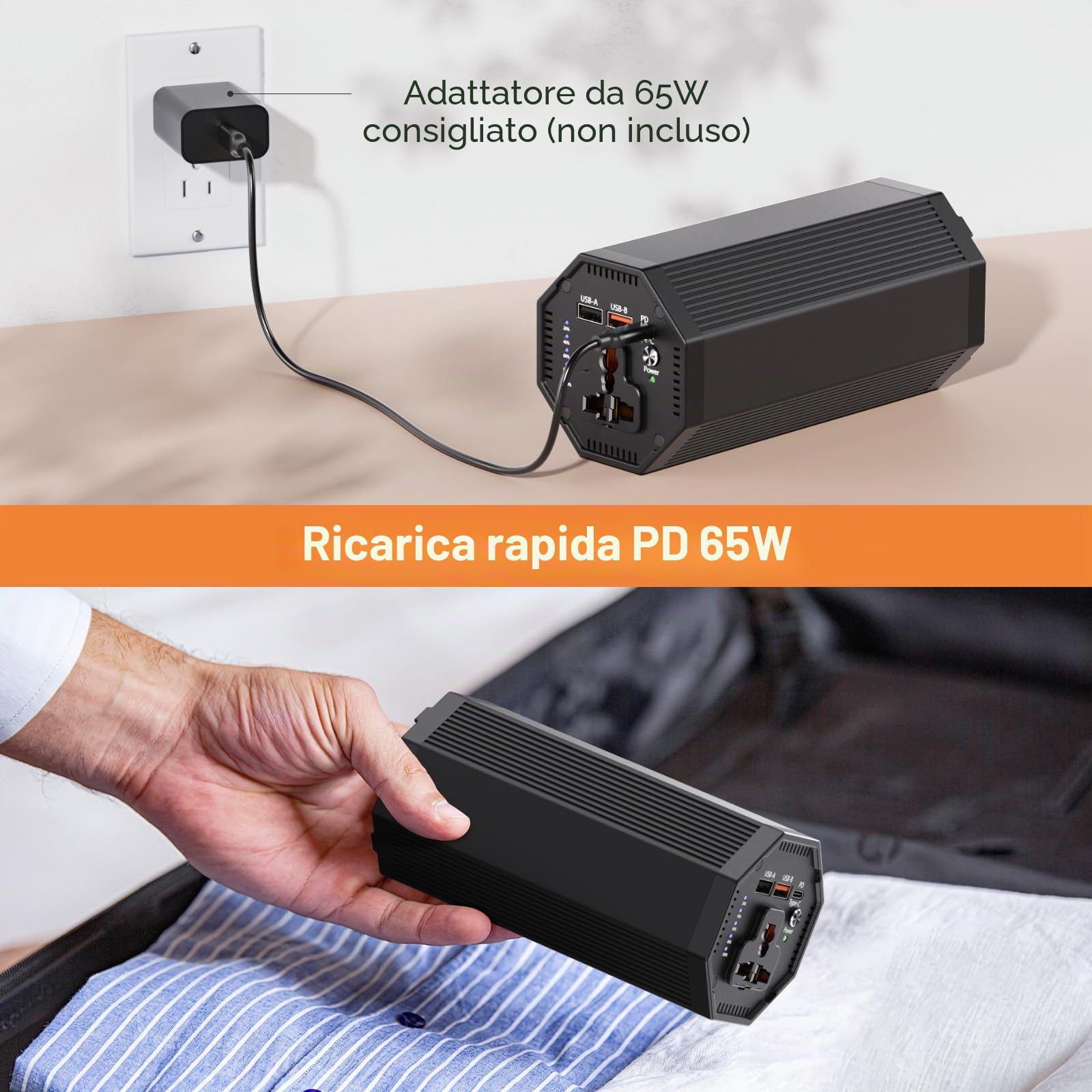 Powerstation - Batteria esterna da 98 wh, con presa AC da 100 W, con connettore USB, universale, caricatore da viaggio per laptop, MacBook Pro, notebook, tablet Gopro, cellulare, esterno P8