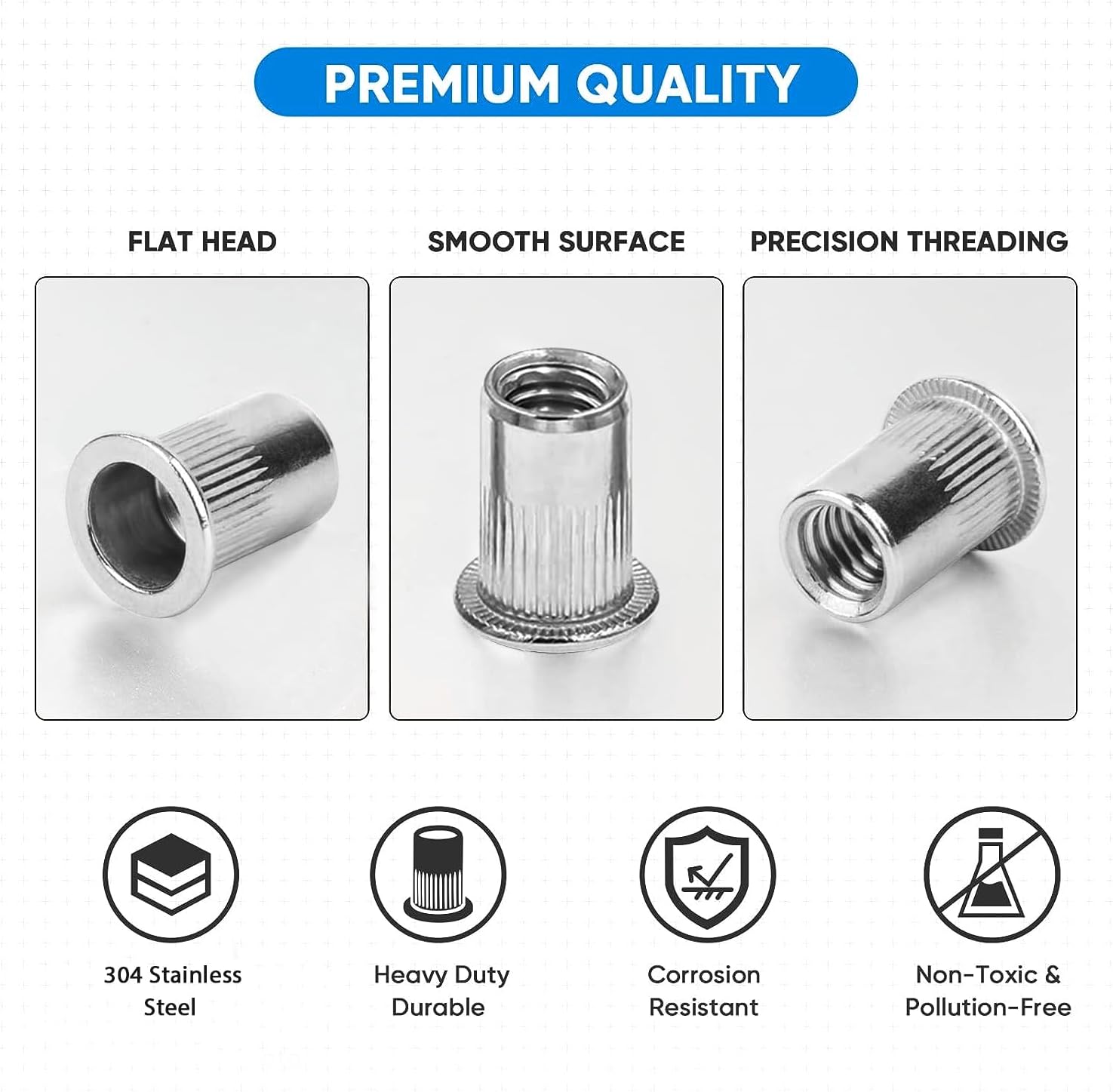 AKKTOL Hollow Wall Anchor Kit BT910 + Rivet Nut Tool Kit BT607 + Stainless Steel Rivet Nut Kit